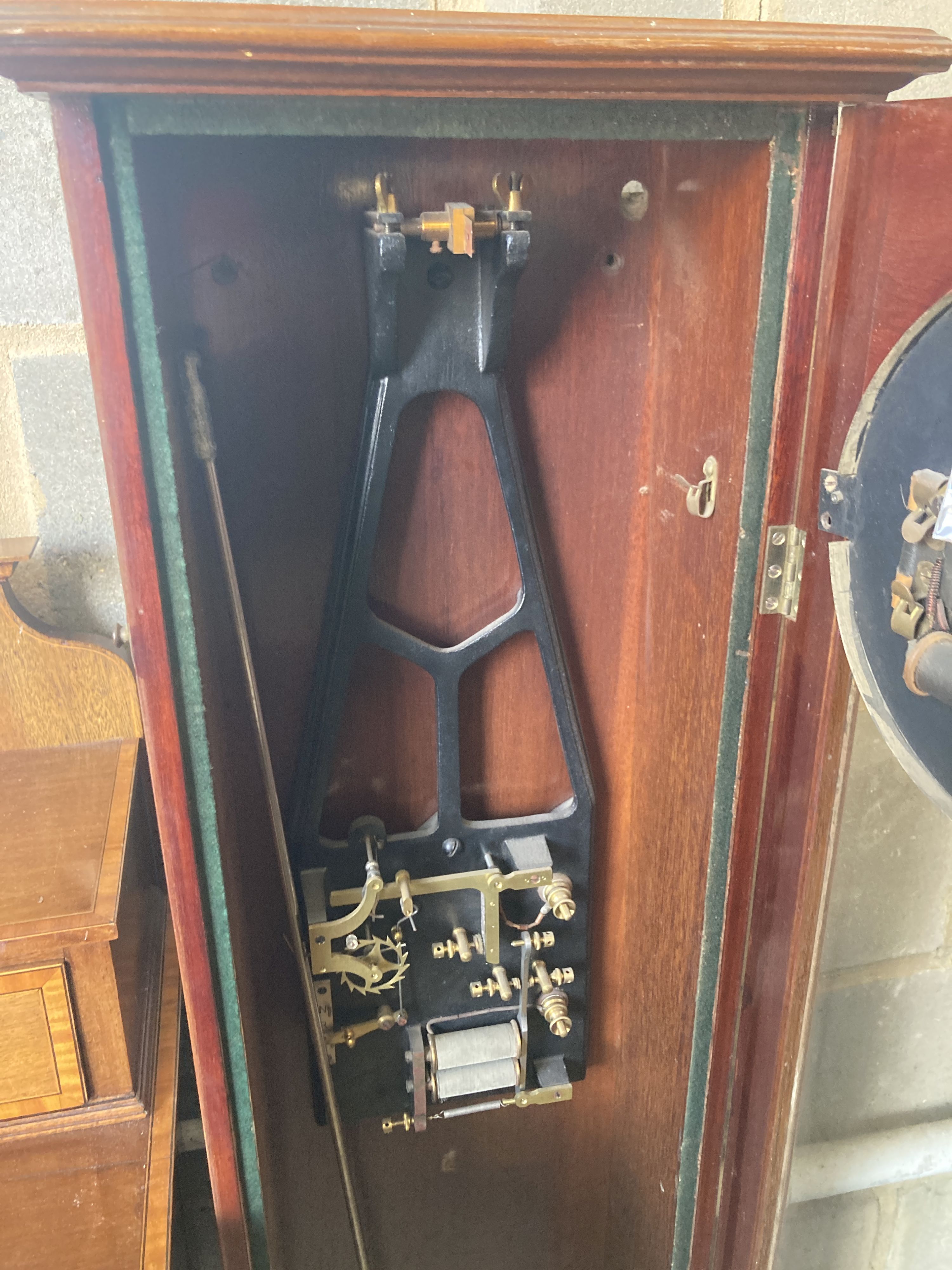 A Synchronome electric mahogany cased pendulum master timepiece, NRA C32, height 128cm